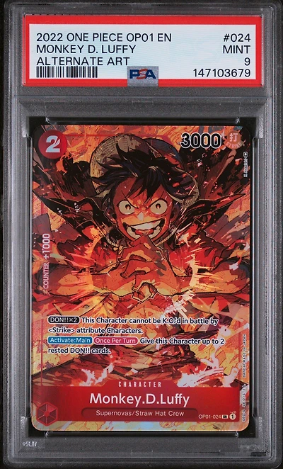 2022 One Piece Op01-romance Dawn 024 Monkey D. Luffy Alternate Art PSA