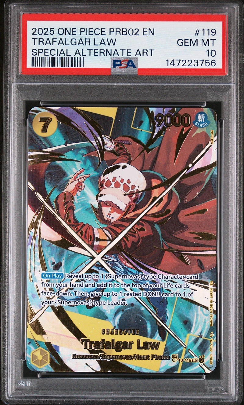 2025 One Piece Prb02-premium Booster -one Piece Card The Best- Vol.2 119 Trafalgar Law Special Alternate Art PSA 10