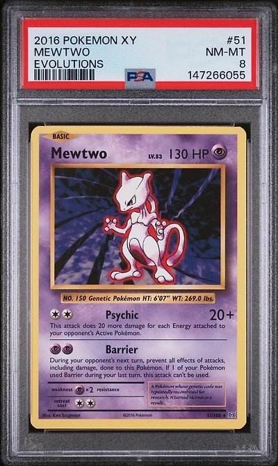2016 Pokemon Xy Evolutions 51 Mewtwo PSA