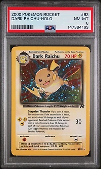 2000 Pokemon Rocket 83 Dark Raichu-holo PSA 8