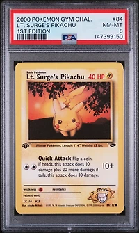 2000 Pokemon Gym Challenge 84 Lt. Surge's Pikachu 1st Edition PSA 8