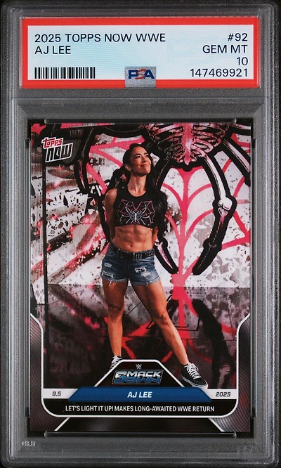 2025 Topps Now Wwe 92 Aj Lee PSA 10
