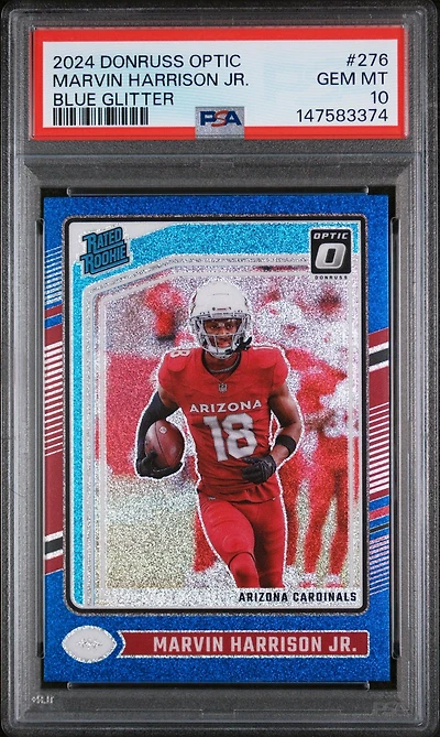 2024 Panini Donruss Optic 276 Marvin Harrison Jr. Blue Glitter PSA 10