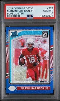 2024 Panini Donruss Optic 276 Marvin Harrison Jr. Blue Glitter PSA 10