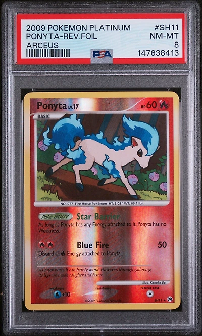 2009 Pokemon Platinum Arceus Sh11 Ponyta-reverse Foil PSA 8