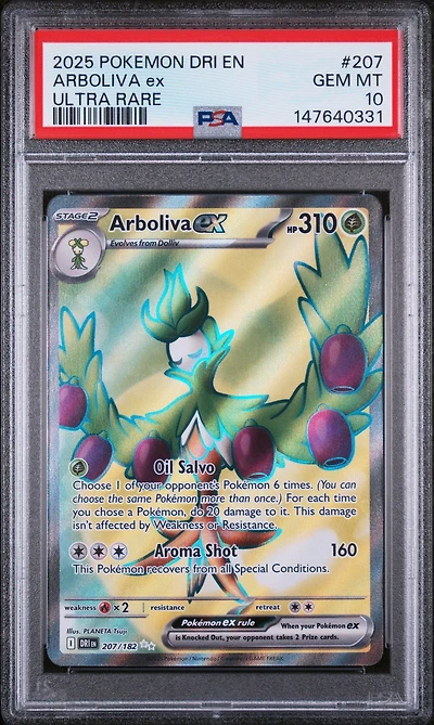2025 Pokemon Dri En-destined Rivals 207 Arboliva Ex Ultra Rare PSA 10