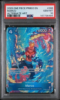 2025 One Piece Prb02-premium Booster -one Piece Card The Best- Vol.2 008 Marco Alternate Art PSA 10