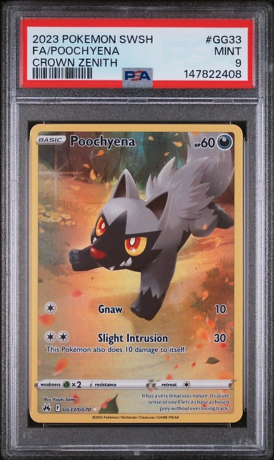 2023 Pokemon Sword And Shield Crown Zenith Gg33 Full Art/poochyena PSA 9