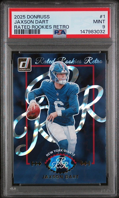 2025 Panini Donruss Rated Rookies Retro 1 Jaxson Dart PSA 9