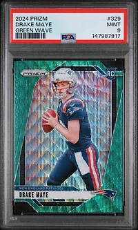 2024 Panini Prizm 329 Drake Maye Green Wave PSA 9