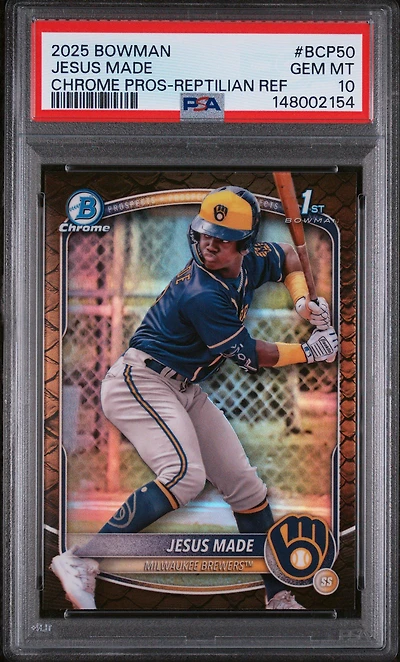 2025 Bowman Chrome Prospects Bcp50 Jesus Made Reptilian Refractor PSA 10