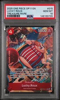 2025 One Piece Op11-a Fist Of Divine Speed 015 Lucky Roux Treasure Rare PSA 10