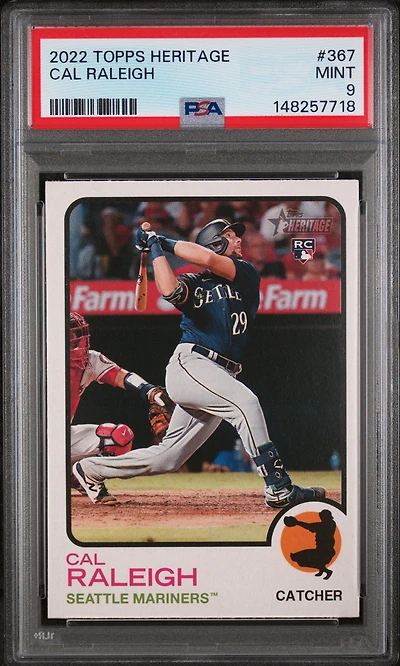 2022 Topps Heritage 367 Cal Raleigh PSA 9