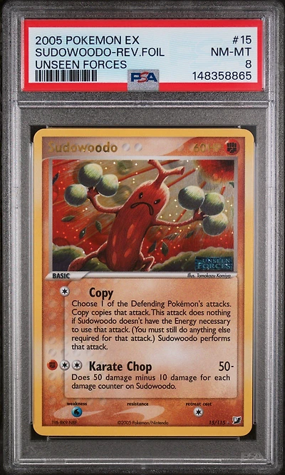 2005 Pokemon Ex Unseen Forces 15 Sudowoodo-reverse Foil PSA 8