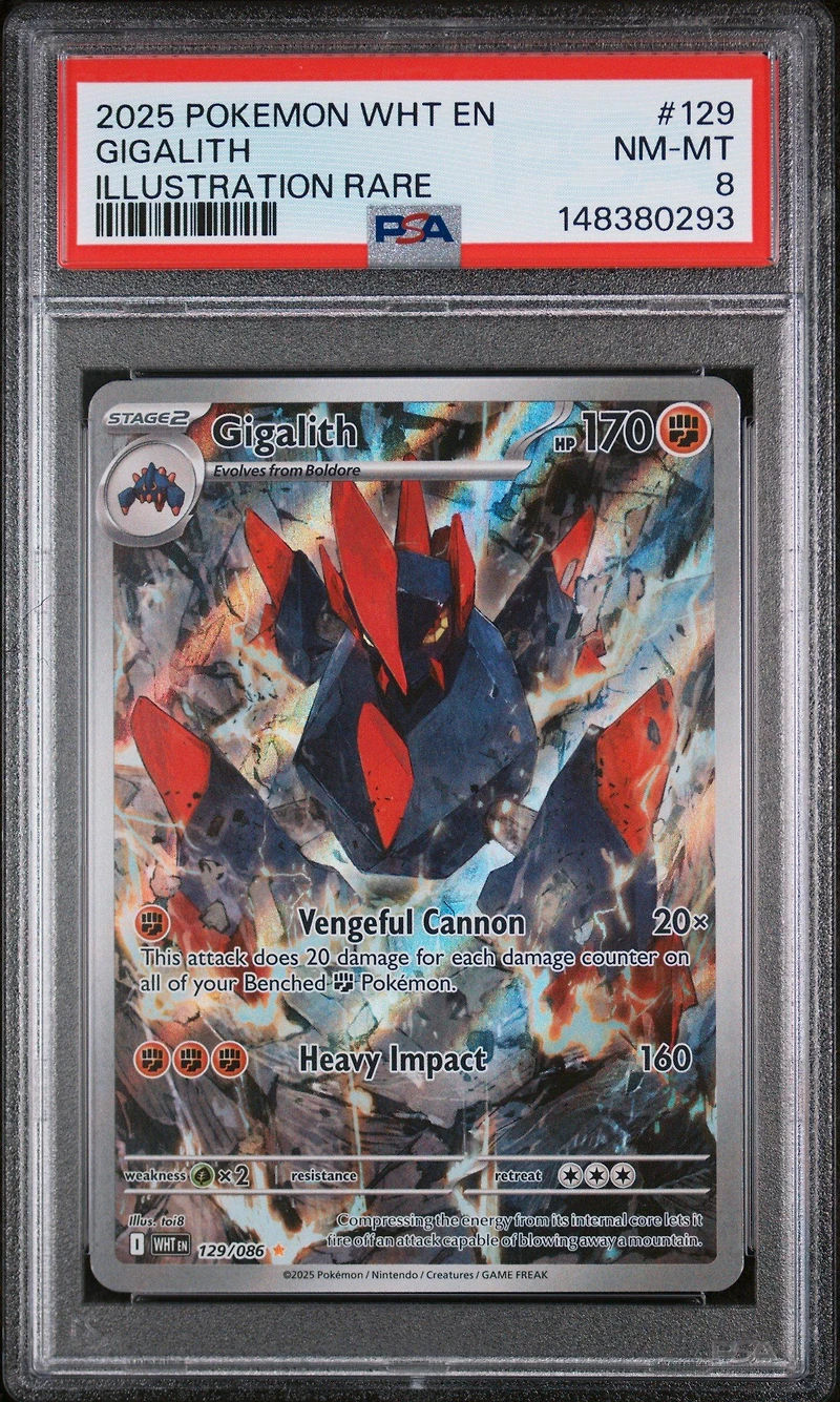 2025 Pokemon Wht En-white Flare 129 Gigalith Illustration Rare PSA 8