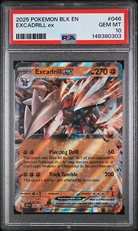2025 Pokemon Blk En-black Bolt 046 Excadrill Ex PSA 10