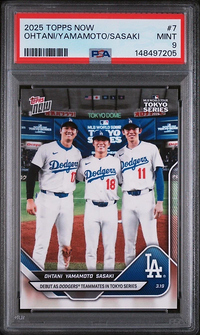 2025 Topps Now 7 Shohei Ohtani/yoshinobu Yamamoto/roki Sasaki PSA