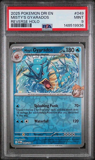 2025 Pokemon Dri En-destined Rivals 049 Misty's Gyarados Reverse Holo PSA 9