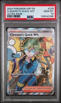 2024 Pokemon Ssp En-surging Sparks 229 Clemont's Quick Wit Ultra Rare PSA 10