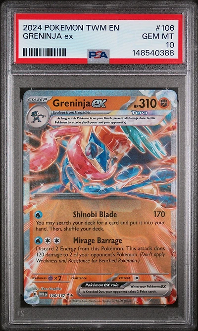 2024 Pokemon Twm En-twilight Masquerade 106 Greninja Ex PSA 10