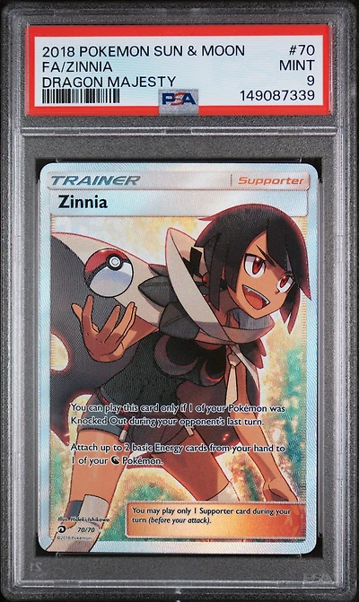 2018 Pokemon Sun & Moon Dragon Majesty 70 Full Art/zinnia PSA 9