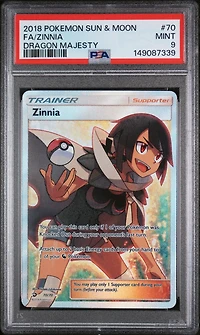 2018 Pokemon Sun & Moon Dragon Majesty 70 Full Art/zinnia PSA 9