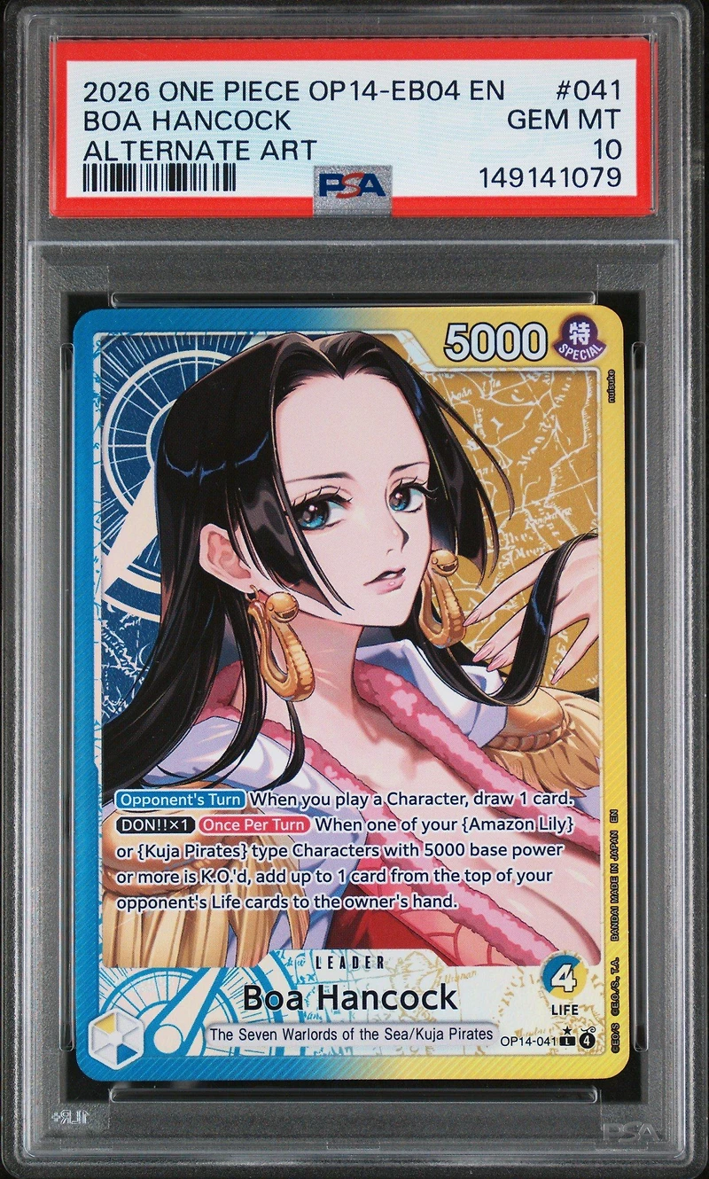 2026 One Piece Op14-eb04-the Azure Sea's Seven 041 Boa Hancock Alternate Art PSA 10