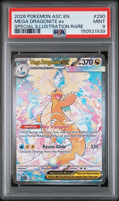 2026 Pokemon Asc En-ascended Heroes 290 Mega Dragonite Ex Special Illustration Rare PSA 9