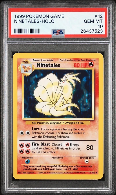 1999 Pokemon Game 12 Ninetales-holo PSA