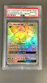 2017 Pokemon Sun & Moon Guardians Rising 152 Full Art/vikavolt Gx Secret PSA 10