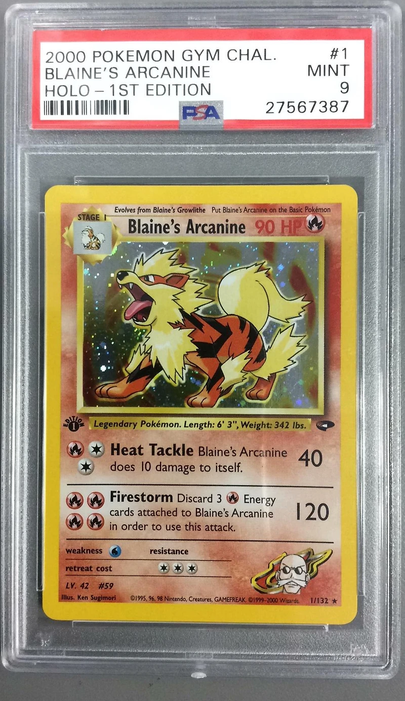 2000 Pokemon Gym Challenge 1 Blaine's Arcanine Holo-1st Edition PSA