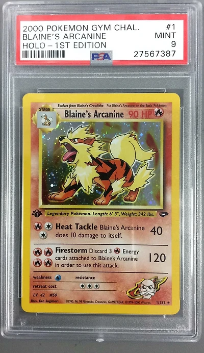 2000 Pokemon Gym Challenge 1 Blaine's Arcanine Holo-1st Edition PSA