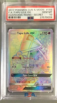 2017 Pokemon Sun & Moon Guardians Rising 155 Full Art/tapu Lele Gx Secret PSA 10