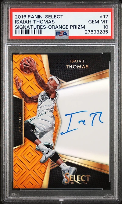 2016 Panini Select Signatures 12 Isaiah Thomas Orange Prizm PSA 10