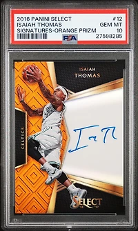 2016 Panini Select Signatures 12 Isaiah Thomas Orange Prizm PSA 10