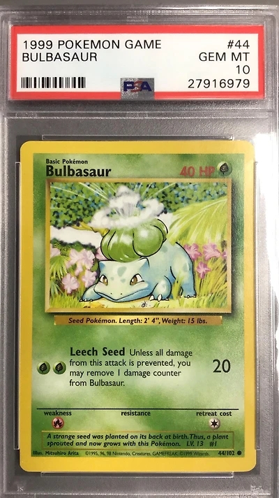 1999 Pokemon Game 44 Bulbasaur PSA