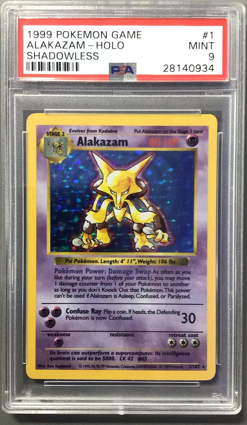1999 Pokemon Game 1 Alakazam-holo Shadowless PSA