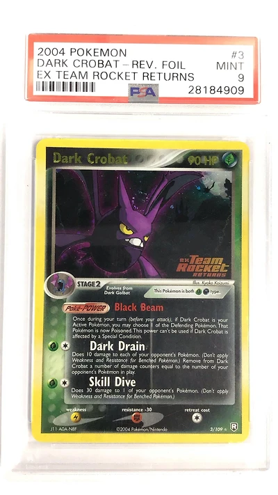 2004 Pokemon Ex Team Rocket Returns 3 Dark Crobat-reverse Foil PSA 9