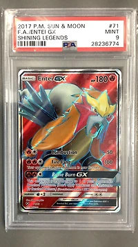 2017 Pokemon Sun & Moon Shining Legends Fa/entei Gx PSA 9