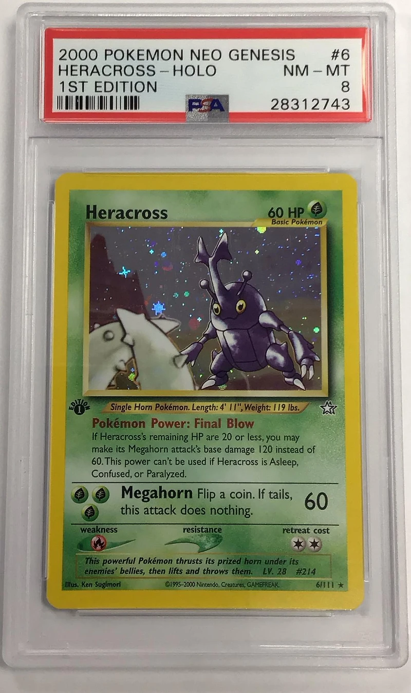2000 Pokemon Neo Genesis 1st Edition 6 Heracross-holo PSA 8