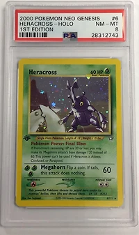 2000 Pokemon Neo Genesis 1st Edition 6 Heracross-holo PSA 8