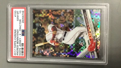 2017 Topps Chrome 100 Andrew Benintendi White Jersey-x-fractor PSA 10