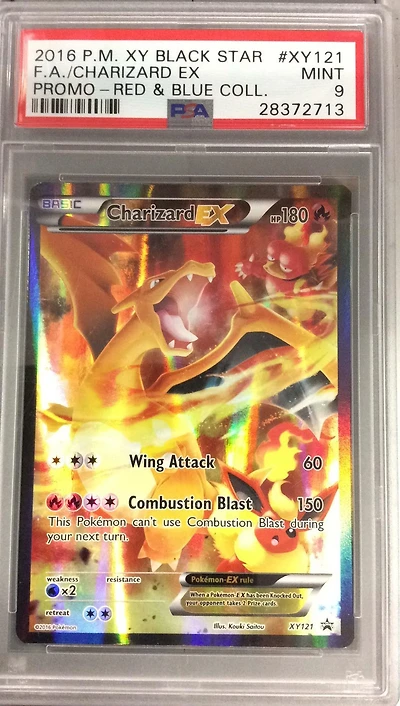 2016 Pokemon Xy Black Star Promo Xy121 Full Art/charizard Ex Red & Blue Collection PSA