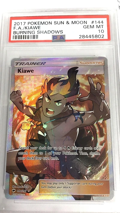 2017 Pokemon Sun & Moon Burning Shadows 144 Full Art/kiawe PSA