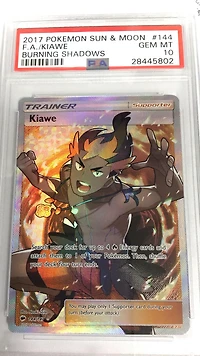 2017 Pokemon Sun & Moon Burning Shadows 144 Full Art/kiawe PSA