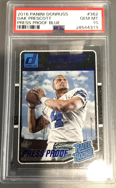 2016 Panini Donruss 362 Dak Prescott Press Proof Blue PSA