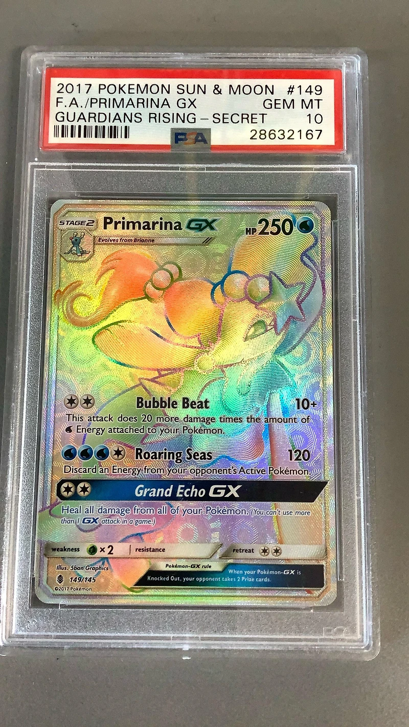 2017 Pokemon Sun & Moon Guardians Rising 149 Full Art/primarina Gx Secret PSA