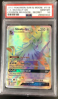 2017 Pokemon Sun & Moon Crimson Invasion 119 Full Art/silvally Gx Secret PSA