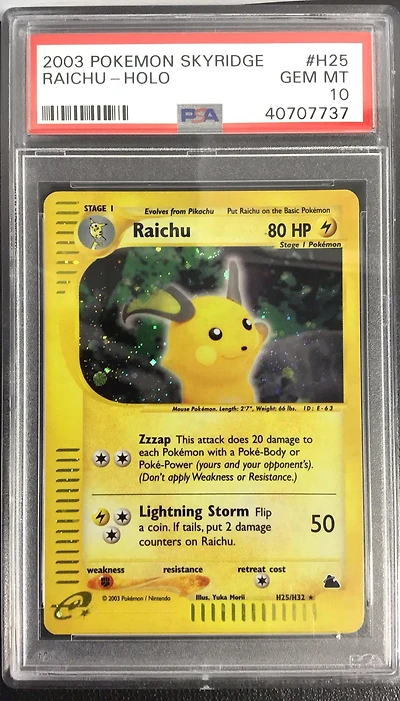 2003 Pokemon Skyridge H25 Raichu-holo PSA 10