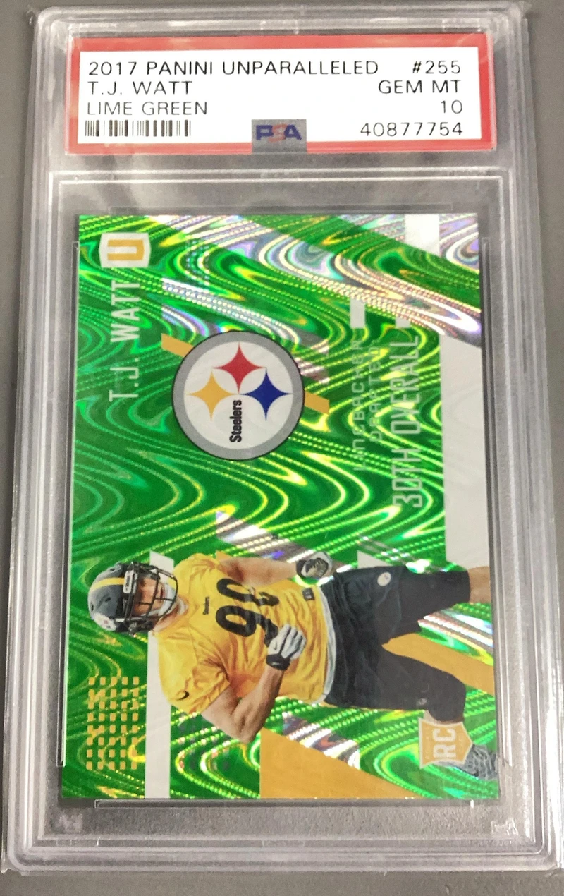 2017 Panini Unparalleled 255 T.j. Watt Lime Green PSA 10
